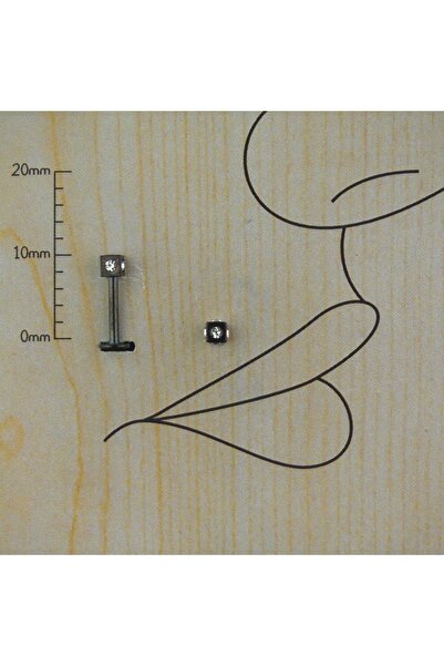 TAKIDAN Taşlı Siyah Küp Cerrahi Çelik Dudak Tragus Kıkırdak Helix Piercing 8 Mm