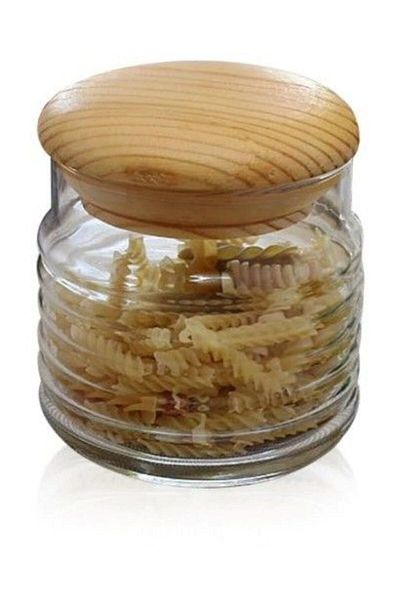 Paşabahçe 43163 Babylon Wooden Jar with Lid 630cc 4 Pieces Fma005297