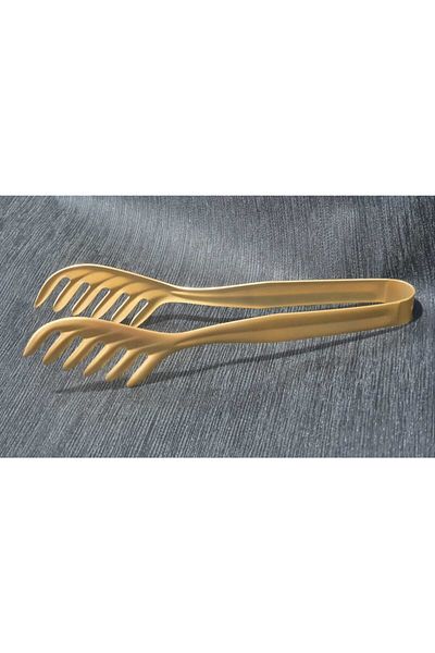 Yiğit 24 Carat Full Matte Gold Plated 1 Piece Pasta Tongs