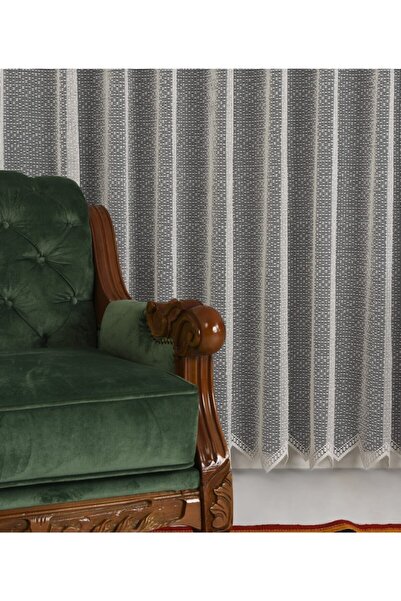 VANESSA PERDE Otantik File Tül Koton Mat Iplik Etek Üçgen Modern Desen Ütü Is...