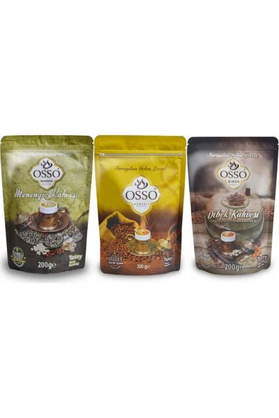 Osso Coffee Set- Ottoman Coffee 200grx1pcs +Menengic Coffee 200grx1pcs +Dibek Coffee 200grx1pcs