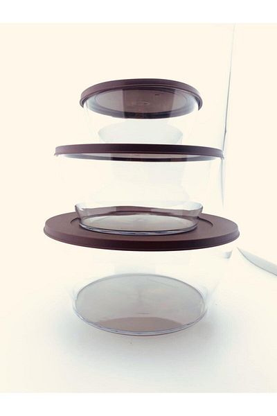 Tupperware Royal Set 3-Piece Storage Serving Container 990-1.3-2.4 Hsgl Black