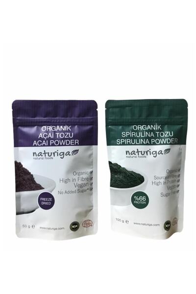 Naturiga Organik Açai Tozu 50 Gr & Organik Spirulina Tozu 100 Gr