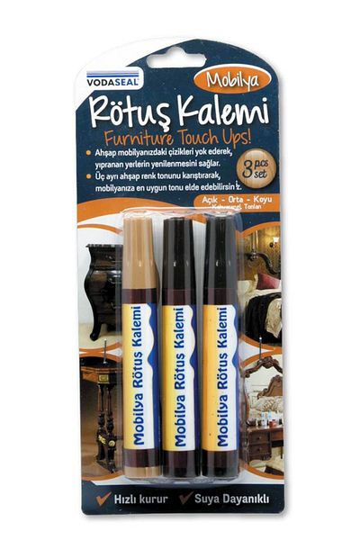 Vodaseal Furniture Touch Up Pen Set of 3 - (oak - Walnut - Wenge) Multicolored