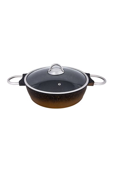 Emsan Quartz 26 cm Black Gold Carnivore Pot---- -- It can enter the oven without cover;-- --