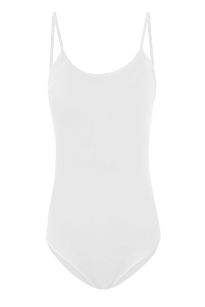 Alışveriş Meydanı قميص داخلي نسائي من الليكرا مزود بأشرطة رفيعة باللون الأبيض