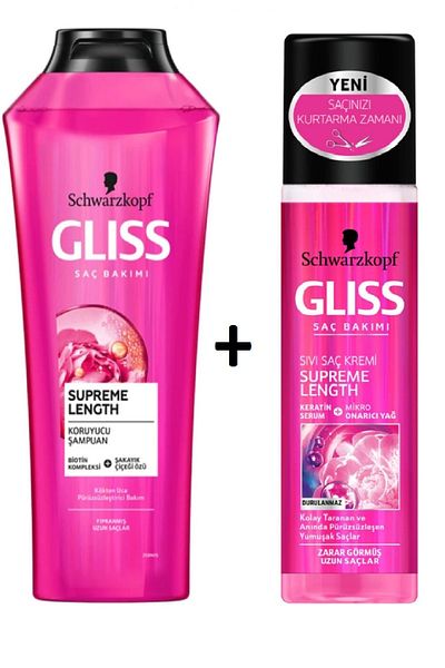 Gliss Schwarzkopf Supreme Length 400ml Shampoo and 200ml Liquid Conditioner Set