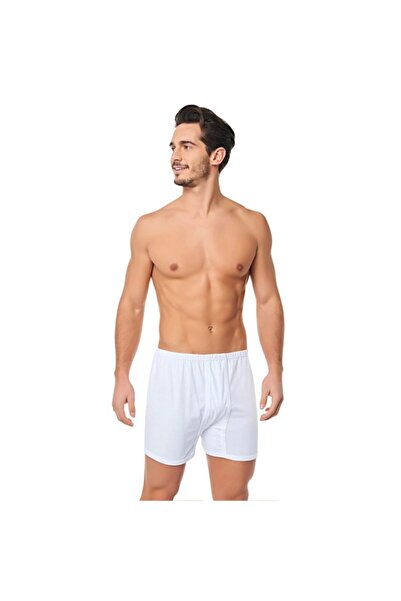 Tutku Boxer pentru bărbați, alb, 100% bumbac, chiloți lungi din bumbac pieptă...