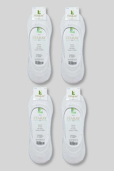 Momslab Men's White 4 Pairs Bamboo Ballerina Socks