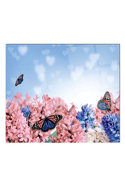 Olinpa 50X50 cm Glass Stove Back Protector Countertop Built-In Back Protector |   Butterfly