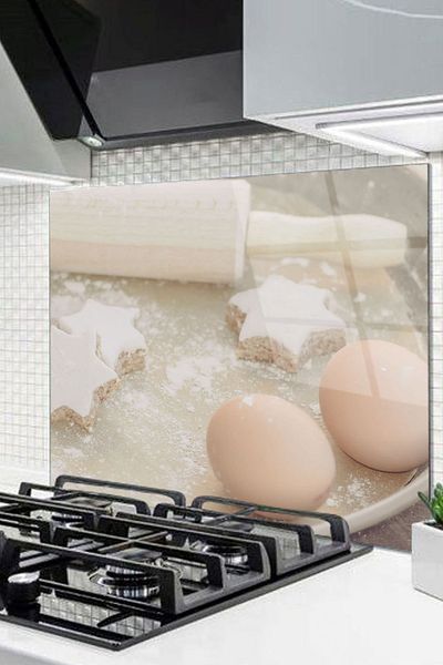 Olinpa 76X49,5 cm Glass Stove Countertop - Back Protective Dough Material