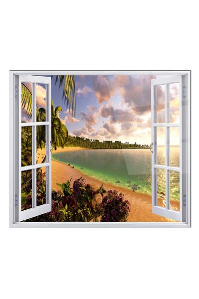 Olinpa 76X49,5 cm Glass Stove Back Protector - Countertop and Built-In Back Protector |   Window and Sea