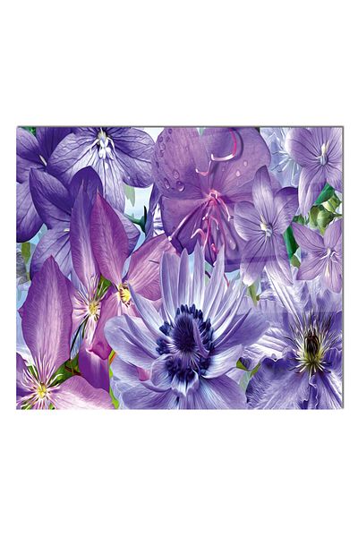 Olinpa 50X50 cm Glass Stove Back Protector - Countertop Built-In, Floral Pattern