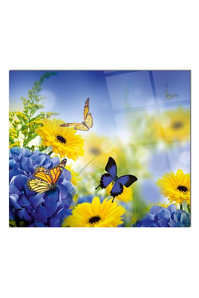 Olinpa 76X49,5 cm Glass Stove Back Protective Countertop Built-In Back Protective Butterfly