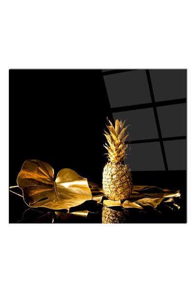 Olinpa 76X49,5 cm Pineapple Patterned Glass Stove Protective Countertop - Built-In Back