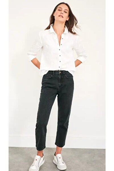 Hepsibitarz Kadın Siyah White Stuff Hafif Likralı Mom Jeans Denim Kot Orjinal...