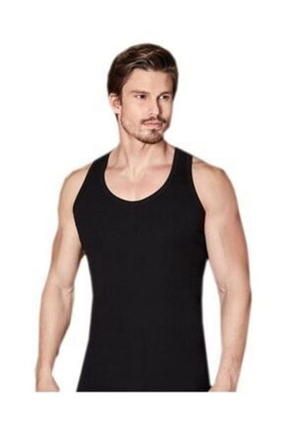 Berrak Men's Black Cotton Undershirt 3 Pieces
