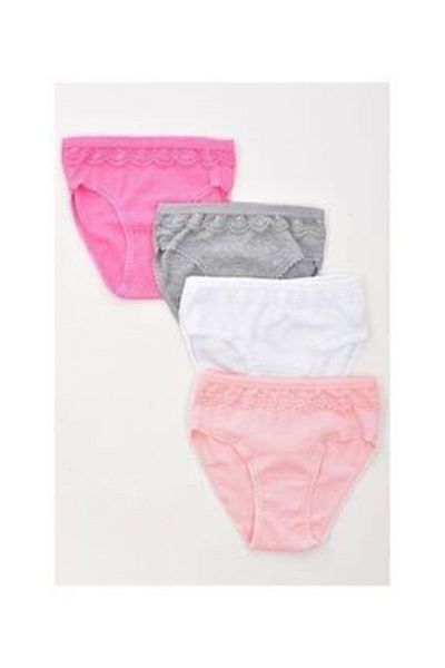 Tutku Girl's Multicolored Ribbed Panties 12 Pcs
