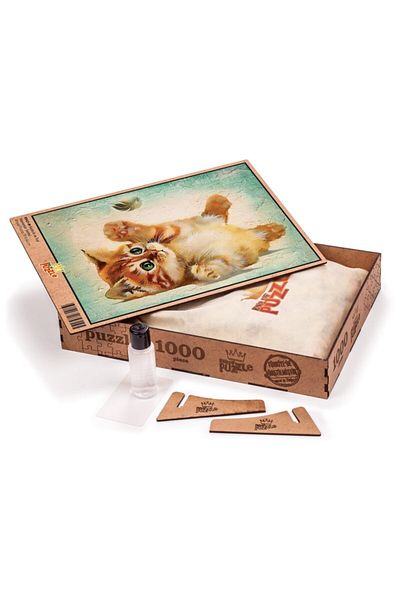 King Of Puzzle Kitten And Feather Wooden Puzzle 1000 Pieces