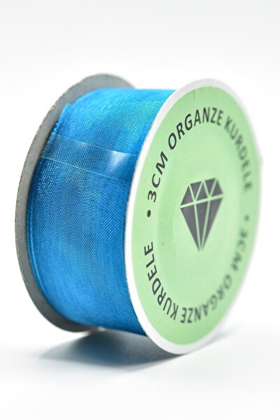 E Elmas شريط أورجانزا أزرق من ساكس (3 سم - 20 متر)