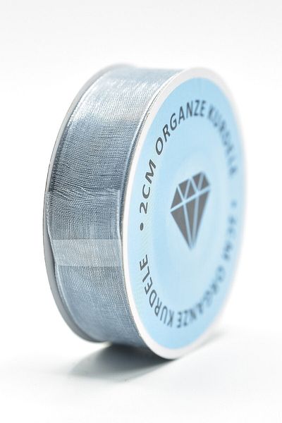 E Elmas Silver Organza Ribbon (2cm-20m)
