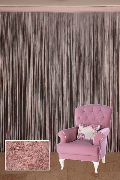 AKÇA TEKSTİL Ip Model Powder Color Ip Curtain 2 Mm Strips Woven Buttoned Ip Curtain