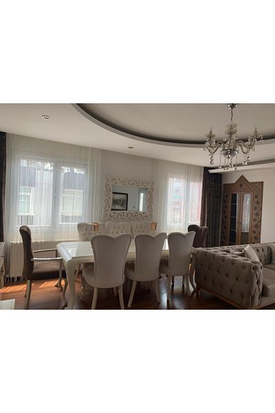 AKÇA TEKSTİL Rope Model White Color Rope Curtain 300*270 cm 2 mm Taped Buttoned Rope Curtain in Strips