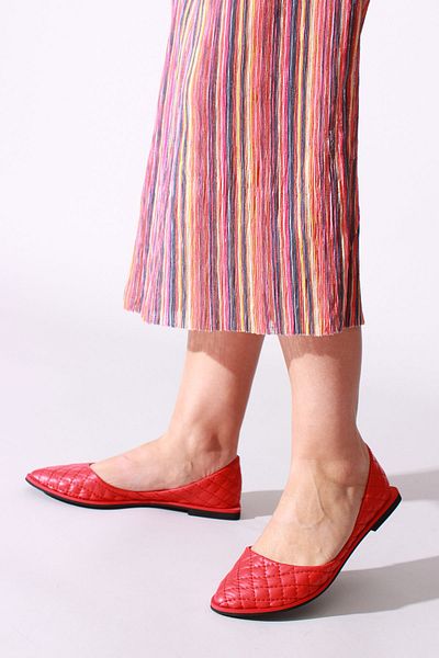 ROVIGO Red Skin Genuine Leather Women's Ballerinas