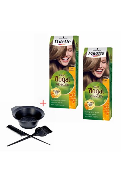 Palette Kalıcı Doğal Renkler 7-0 Kumral X 2 Adet + Boyama Seti