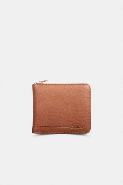 GUARD Retro Zippered Leather Tan Wallet