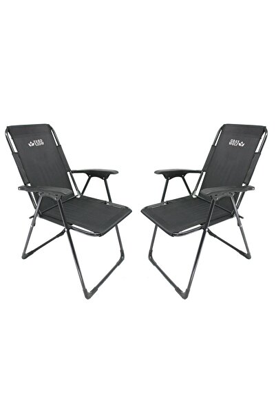 GRAY WOLF Siyah Katlanır Kollu Kamp Sandalyesi - (2 Adet)