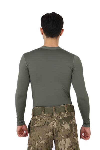 Asker Marketi Khaki Micro Long Sleeve T-shirt - Outdoor Sports T-Shirt
