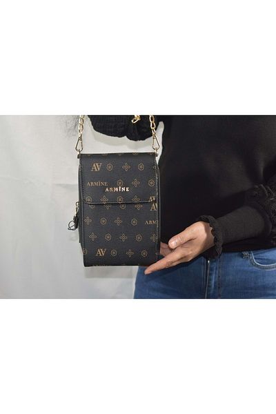 Armine 266 Model Patterned Black Women's Bag - Single Size Small Size
