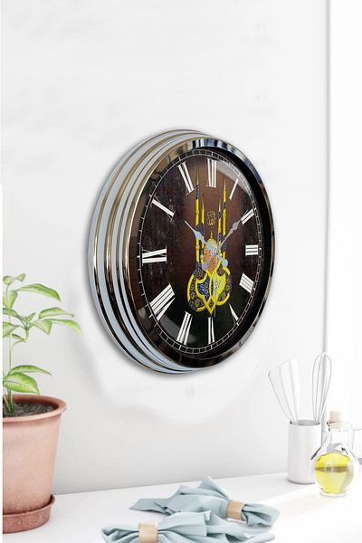 Kasva Concept Cadou 40 Cm Ceas de Perete Cameră Metal Cromat