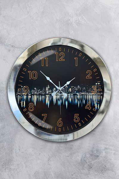 Kasva Concept Gift 36 cm Chrome Metal Reflection Wall Clock