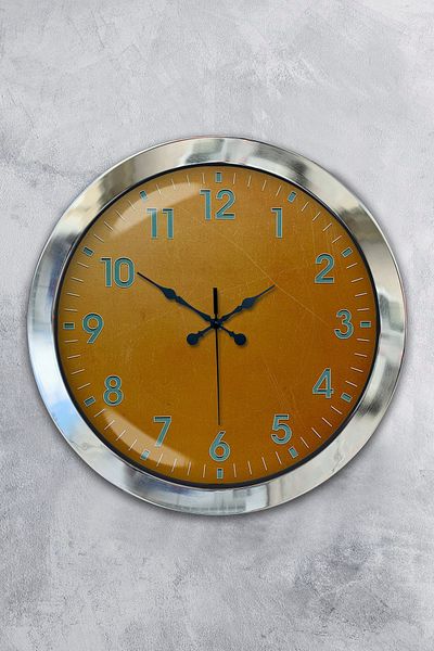 Kasva Concept Gift 36 cm Chrome Metal Yellow Wall Clock