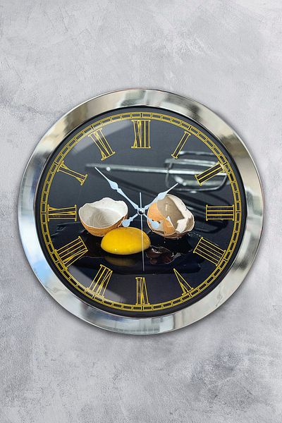 Kasva Concept Gift 36 cm Chrome Metal Kitchen Wall Clock