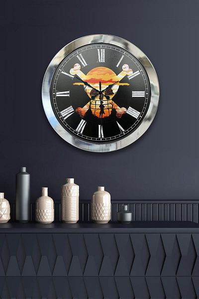Kasva Concept Gift 36 cm Chrome Metal Pirate Wall Clock