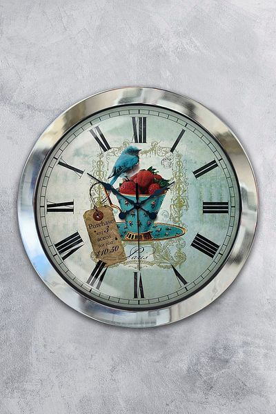 Kasva Concept Gift 36 cm Chrome Metal Kitchen Wall Clock