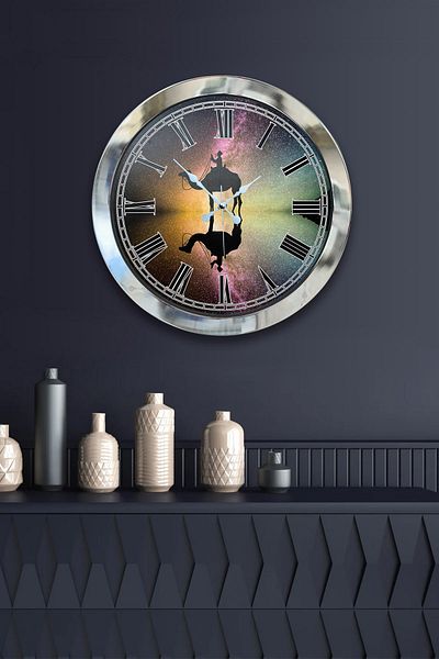 Kasva Concept Gift 36 cm Chrome Metal Antique Wall Clock