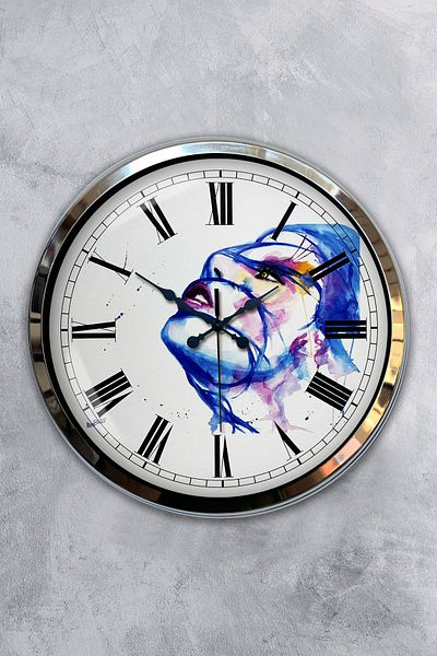 Kasva Concept Ceas de perete cu artă modernă din metal cromat de 40 cm
