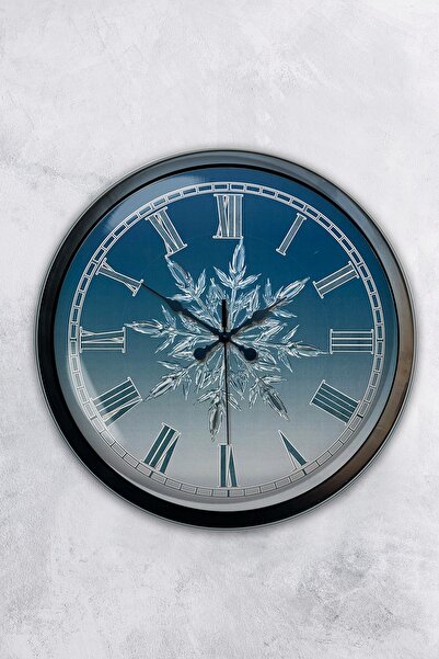 AİB STORE ساعة حائط معدنية سوداء على شكل ندفة الثلج مقاس 40 سم