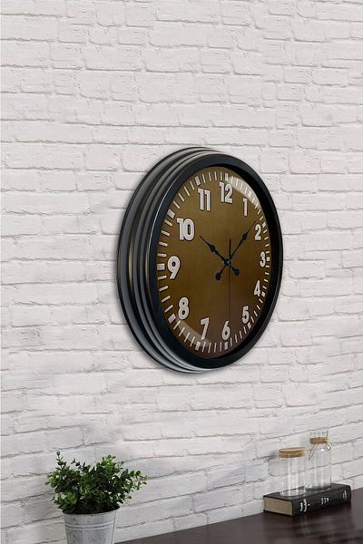 Kasva Concept Gift 40 cm Black Metal Brown Wall Clock