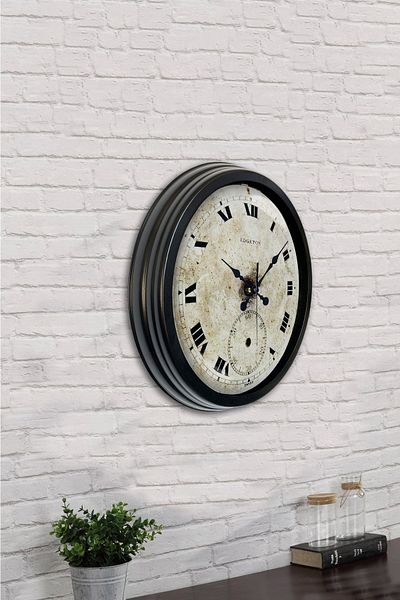 Kasva Concept Δώρο 40 εκ. Μαύρο Μεταλλικό Αντίκα Ρολόι τοίχου