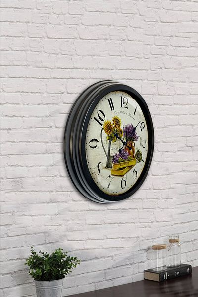 Kasva Concept Gift 40 cm Black Metal Decorative Wall Clock