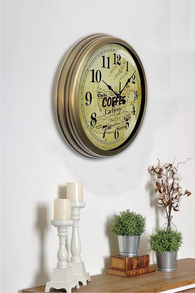 Kasva Concept Gift 40 cm Antique Metal Brown Wall Clock