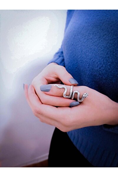 The Collection Kadın Antik Gümüş Kaplama Sürünen Yılan Şekilli Ayarlanabilir ...