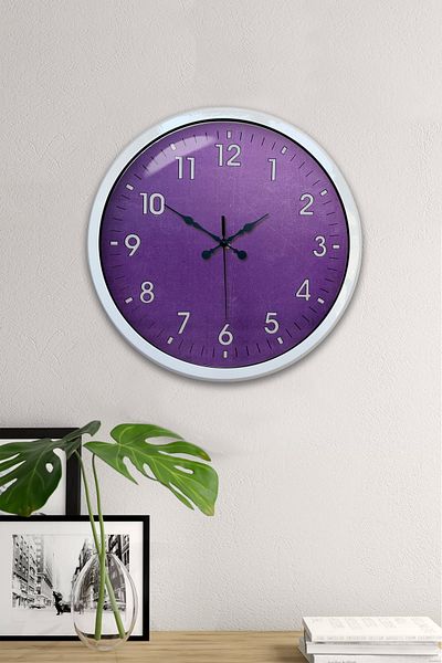 Kasva Concept Gift 40 cm White Metal Purple Wall Clock