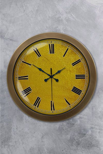 Kasva Concept 36 cm Antique Metal Yellow Wall Clock