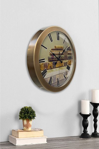 Kasva Concept Gift 36 cm Antique Metal Book Wall Clock